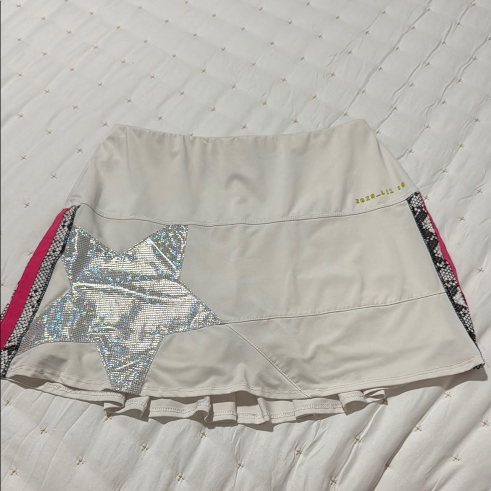 Stylish white Skort with Silver Star Accent